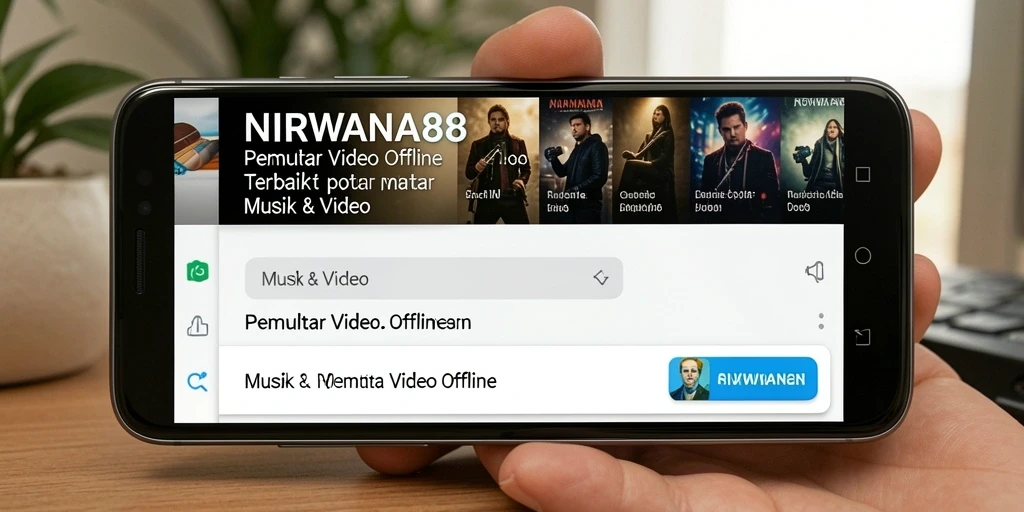 Tampilan antarmuka pengguna NIRWANA88 yang menarik dan sederhana untuk Pemutar Video Offline.
