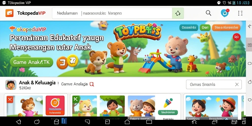 Screenshot antarmuka utama aplikasi TOKOPEDIAVIP yang edukatif.